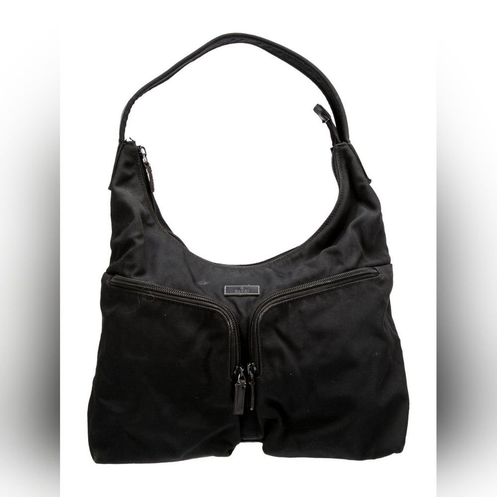 Gucci Black Hobo TOTE Bag By Tom Ford Vintage 2 Front Pockets Authentic Need Fix